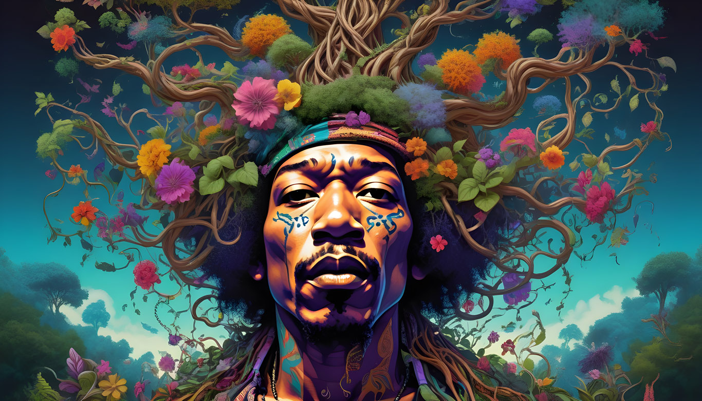 Jimi Hendrix Psychedelic Tree