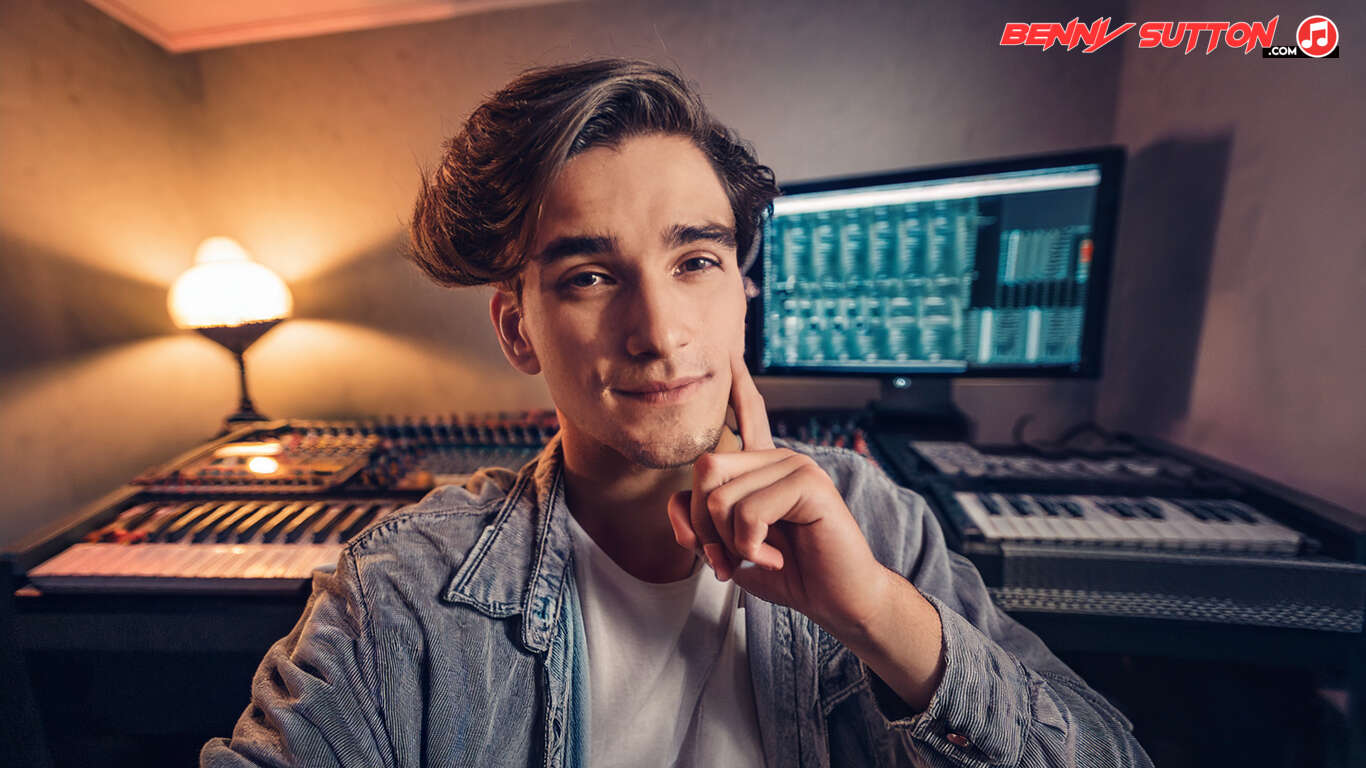 musician in home recording studio